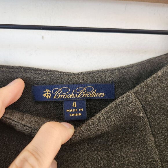 Brooks Brothers Wool Blend Trousers Pants Green Grey Flat Front Women's 4 - Picture 6 of 8
